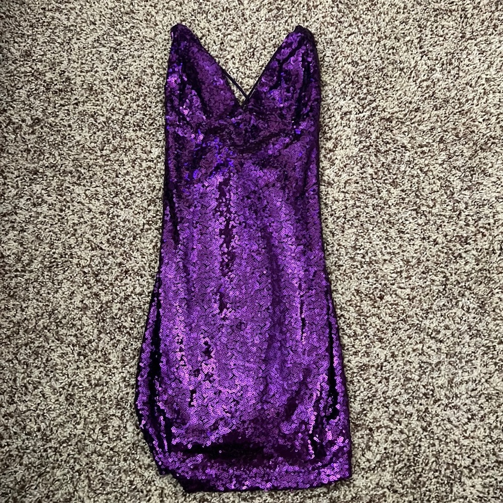Lucky In the Sky Purple Sequin Dress